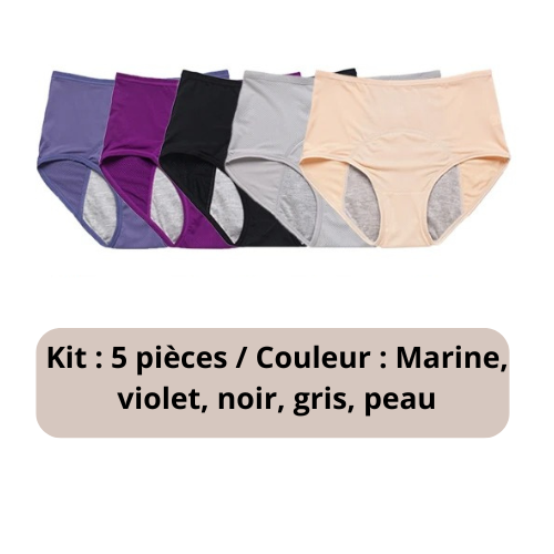 Culotte Anti-fuite Pour Incontinence Urinaire Confort - PAYEZ 3 ET EMPORTEZ 5 ARTICLES