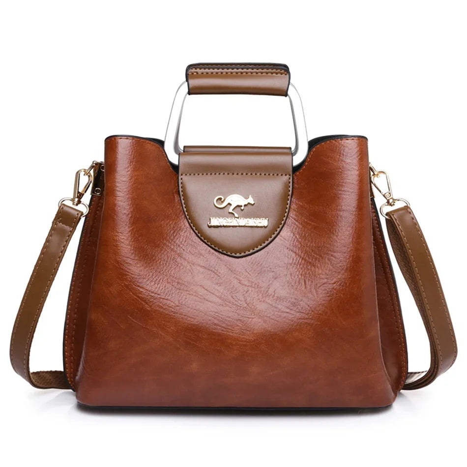 Sac à main en cuir huilé pour femme, sac à main de créateur de luxe, sac à bandoulière initié, sac fourre-tout Messenger, petit sac à la mode, marque féminine, 2024