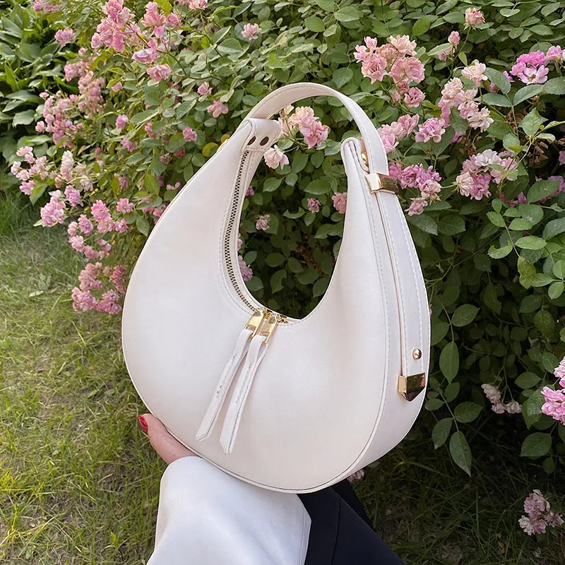 Sac en cuir demi-lune pour femme