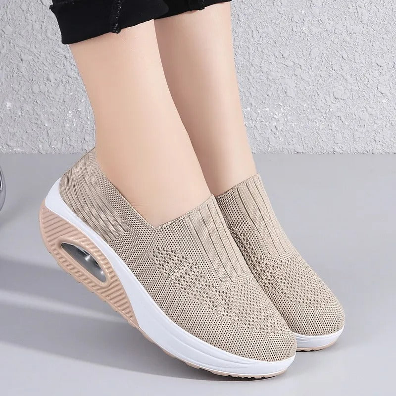 Women's wedge sneakers,
Vulcanized wedge sole sneakers,
Breathable mesh sneakers for women,
Comfortable summer sneakers,
Flat casual sneakers women,
Slip-on wedge sneakers,
Fashion sneakers for summer,
Lightweight sneakers for walking,
Solid color women's sneakers,
Daily wear mesh sneakers,